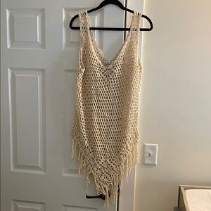 Beige Crochet Swim Coverup